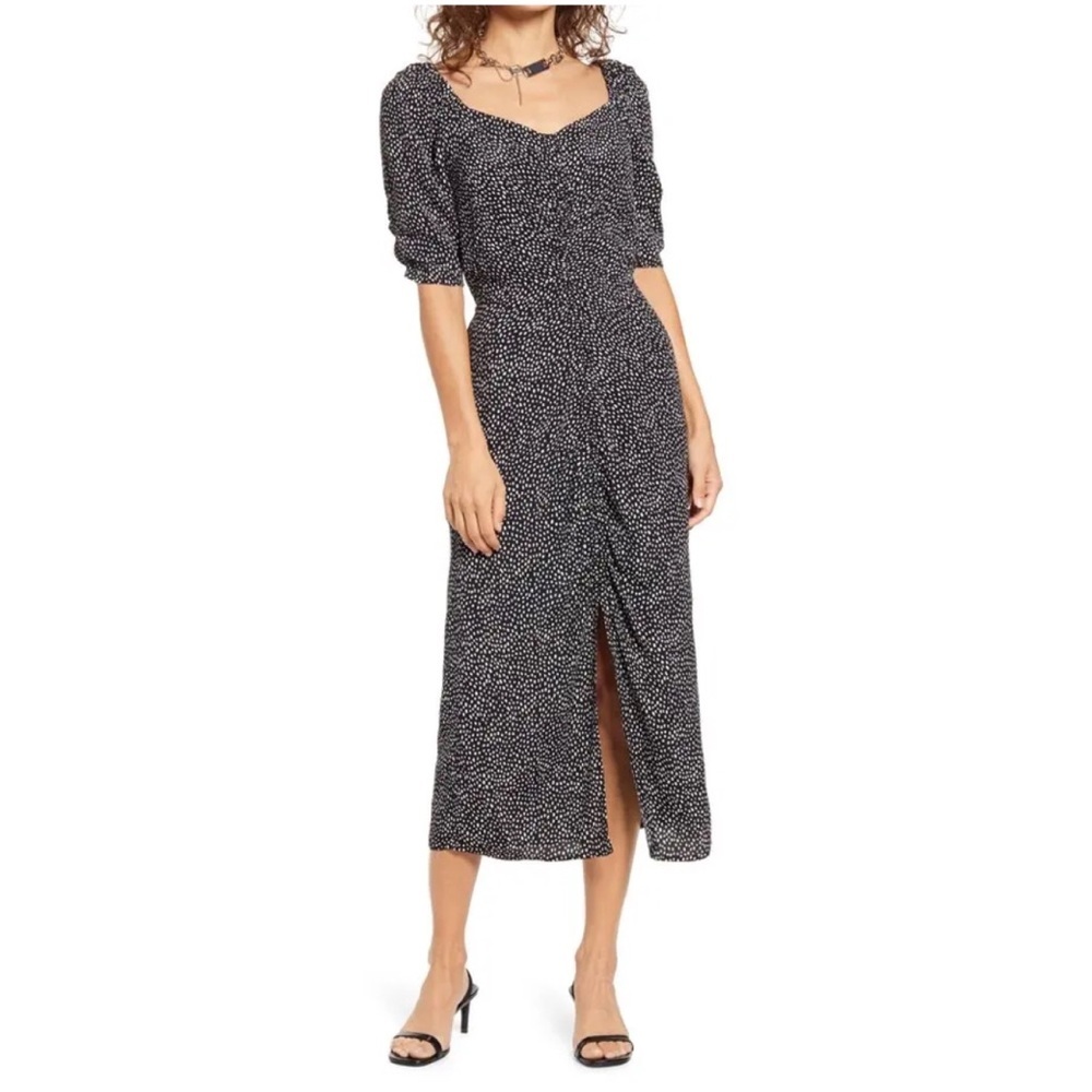 OPEN Edit Black Brush Dot Print Dress 🌺IN STORES🌺